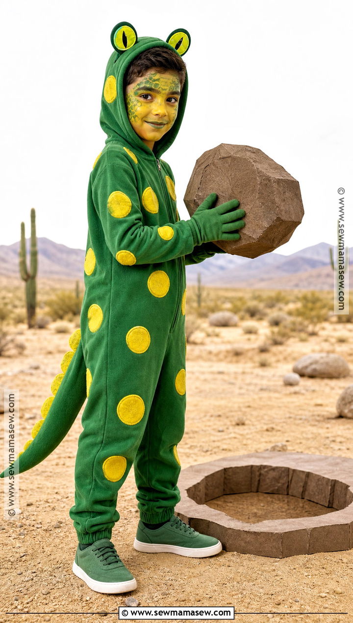 Yellow Spotted Lizard Costume - 30 holes costume ideas