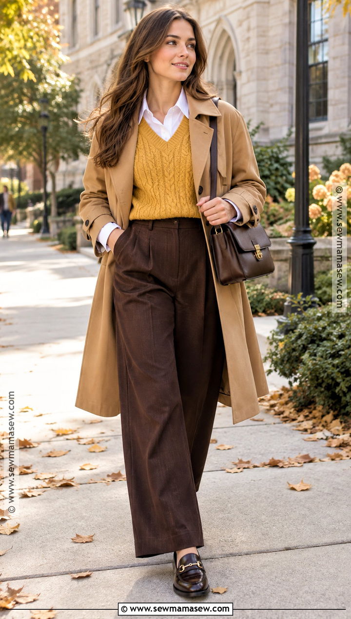 Yellow Sweater Vest With a White Shirt - 20 Yellow Fall Outfits