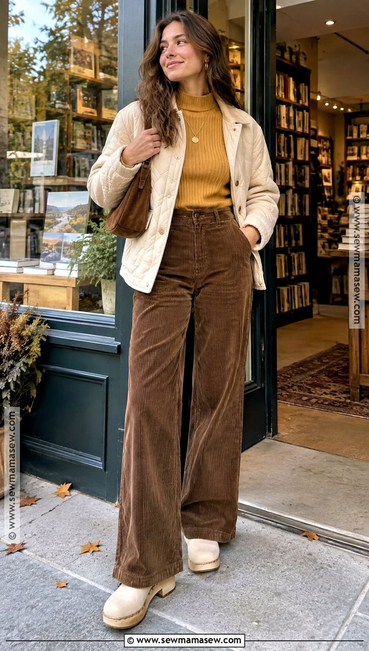 Yellow Sweater With Brown Corduroy Pants - 15 Autumn Yellow Sweater Ideas