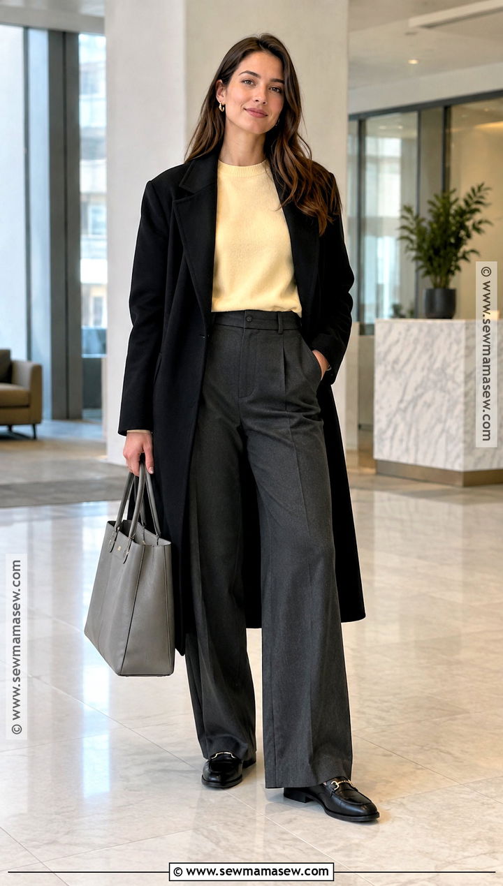 Yellow Sweater With Gray Tailored Pants - 20 yellow sweater outfit fall ideas