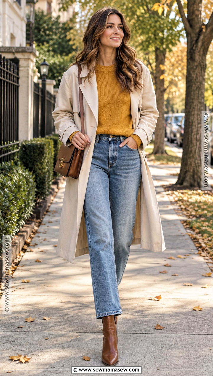 Yellow Sweater With Straight Leg Jeans - 20 Yellow Fall Outfits