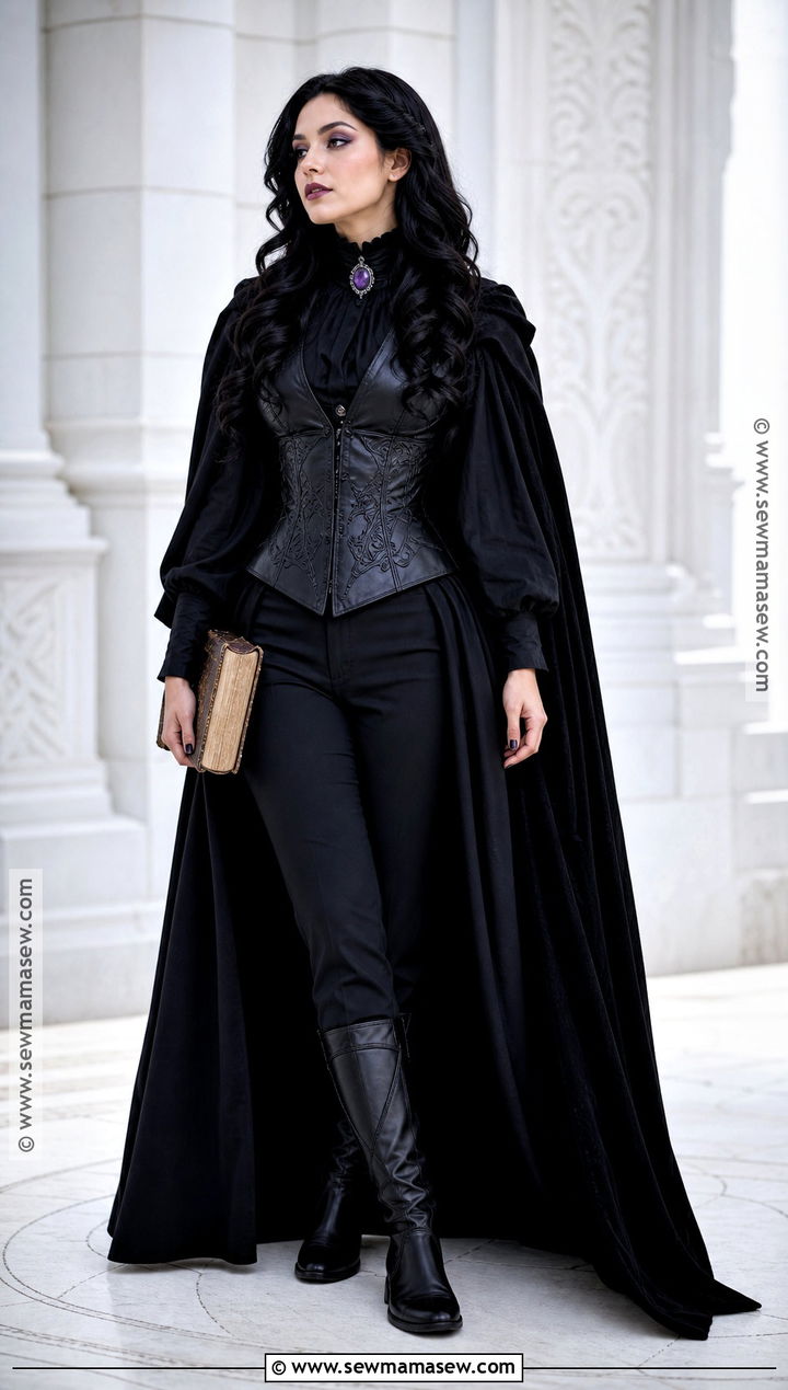 Yennefer Costume With Black Cape - 35 dark hair halloween costume ideas