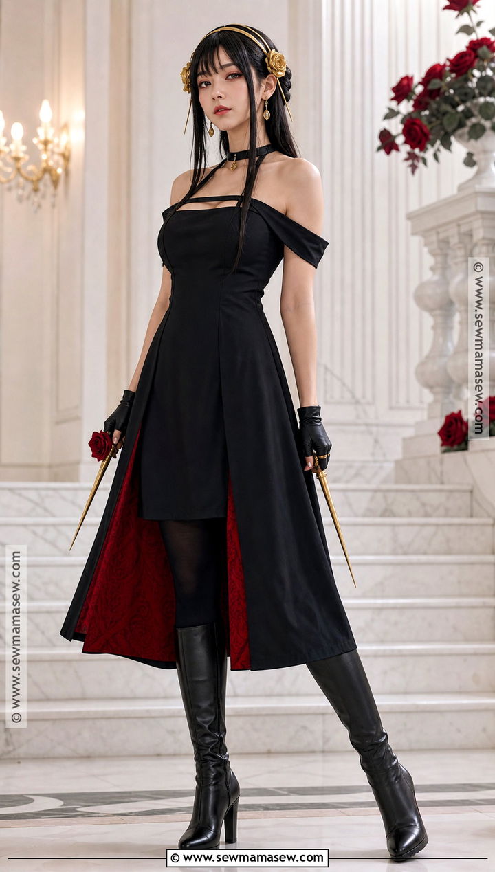 Yor Forger Costume With Black Hair And Gold Headband - 35 black hair costume ideas