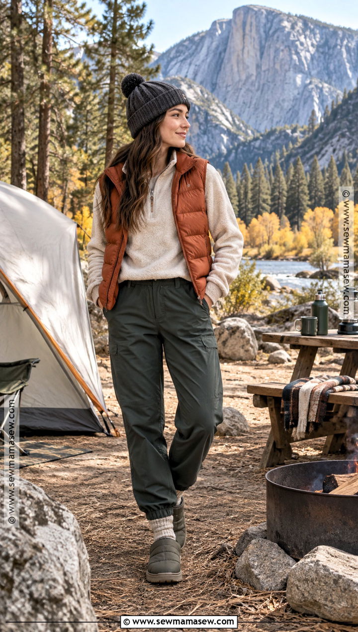 Yosemite Fall Camp Outfit With Sweatshirt And Trail Pants - 15 Yosemite Outfits Fall
