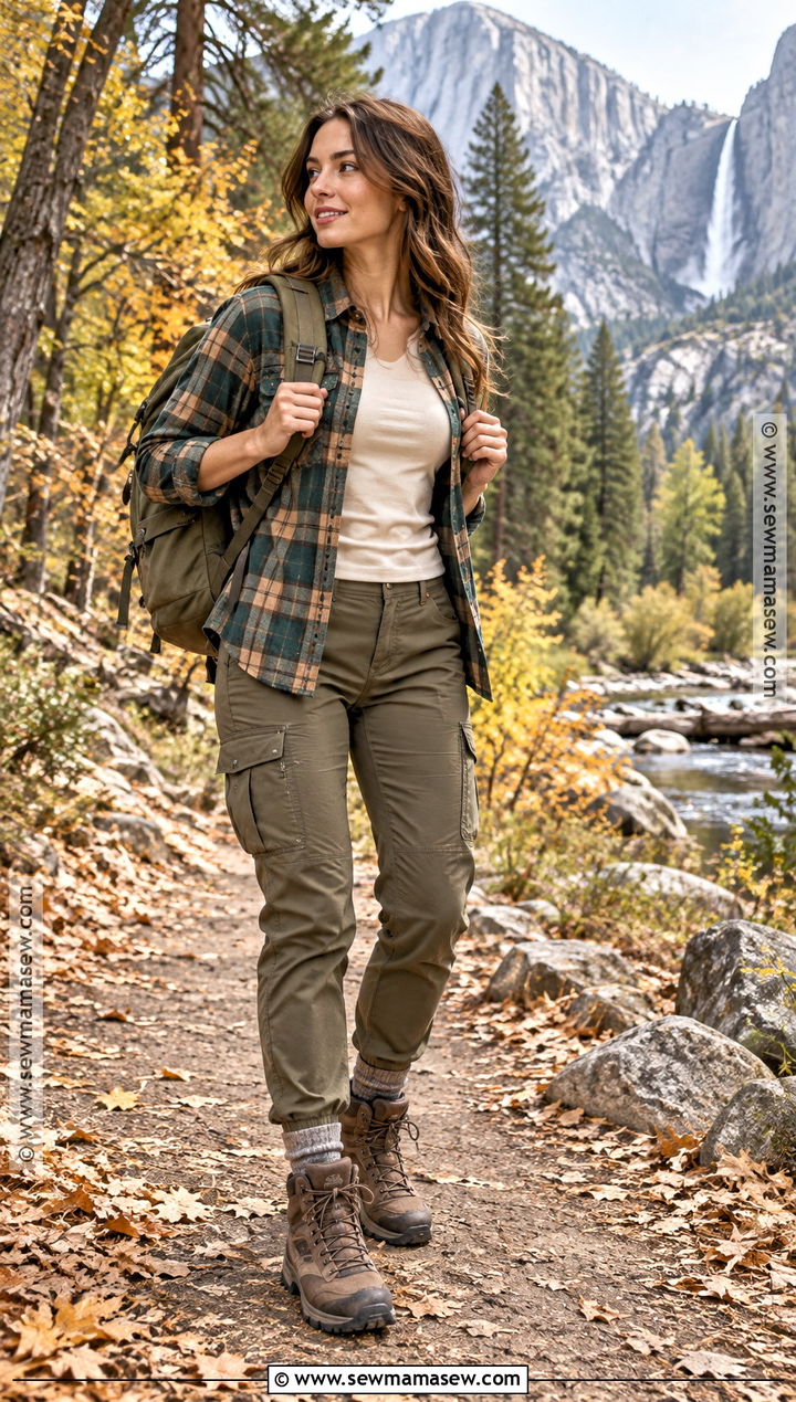 Yosemite Fall Outfit With Flannel And Cargo Pants - 15 Yosemite Outfits Fall