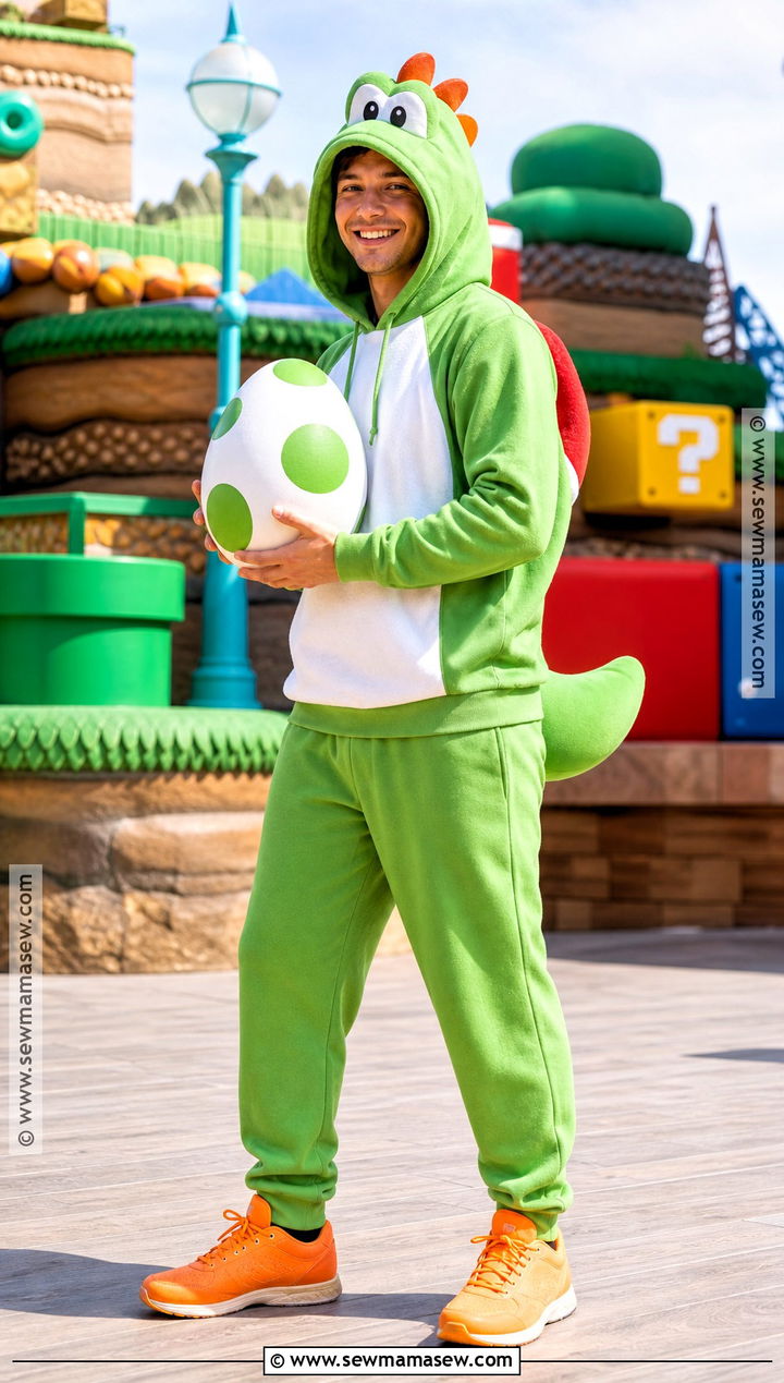 Yoshi Costume With Green Hoodie - 30 super mario costume ideas