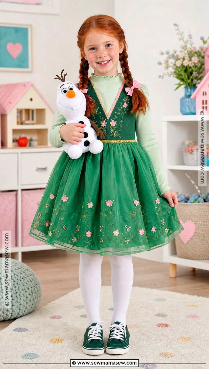 Young Anna Costume With Green Dress - 30 frozen costume ideas