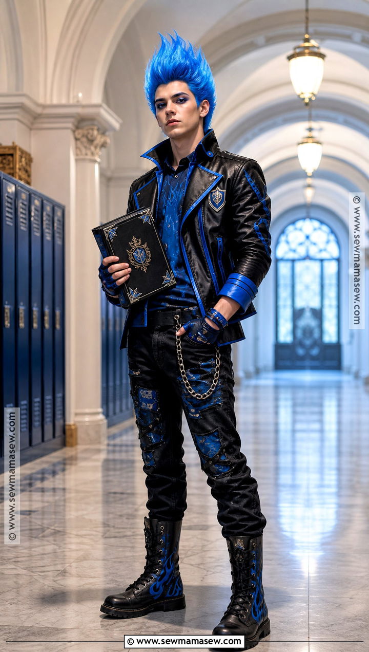 Young Hades Descendants Costume With Blue Flame Hair - 35 descendants costumes