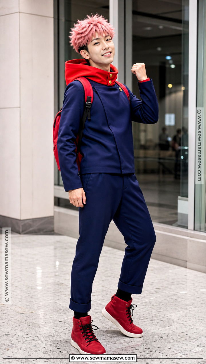 Yuji Itadori Cosplay With Red Hood - 40 anime cosplay outfits