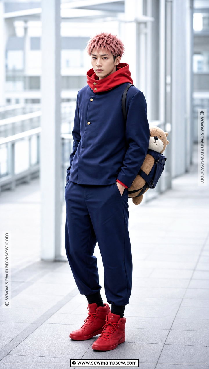 Yuji Itadori Cosplay With Red Hood - 30 Easy Anime Cosplay Ideas for Men