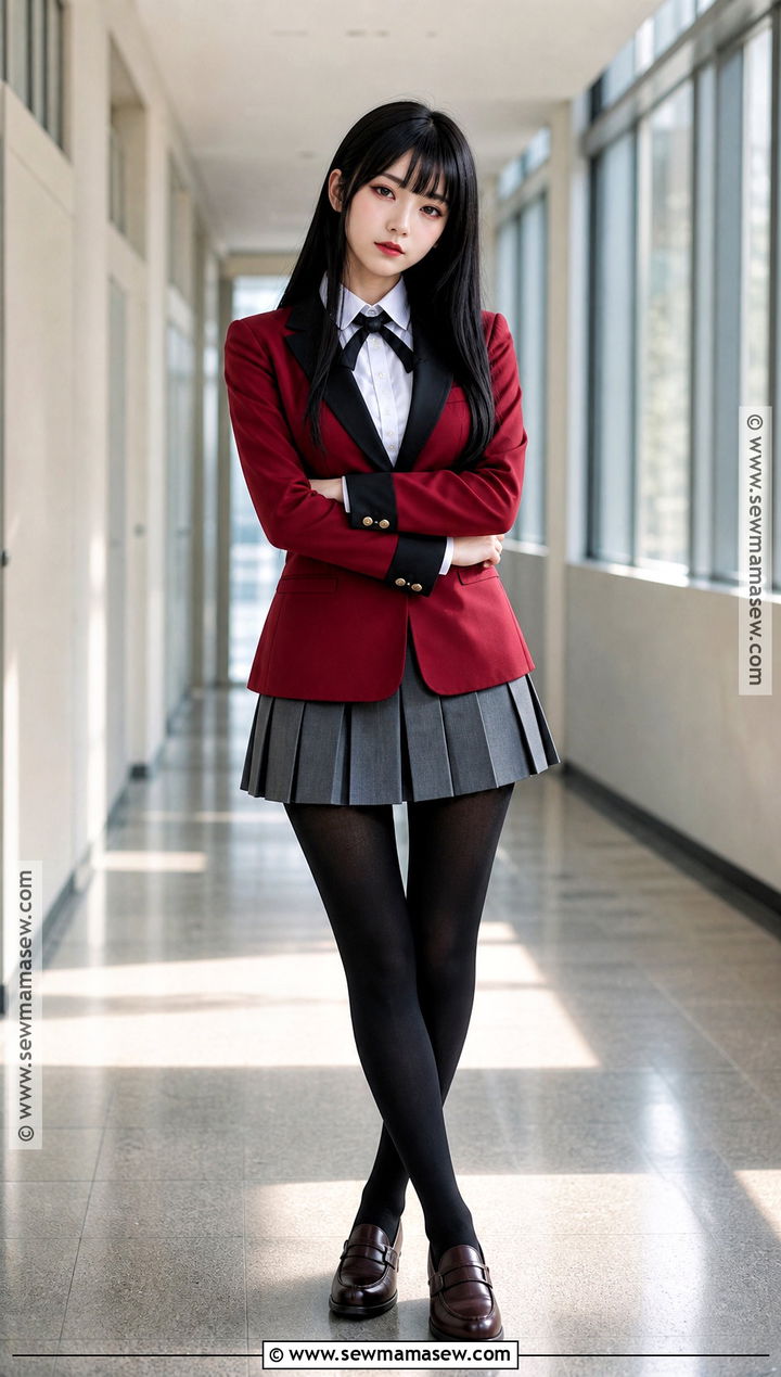 Yumeko Jabami Black Hair Cosplay With Red Blazer - 30 cosplay black hair ideas