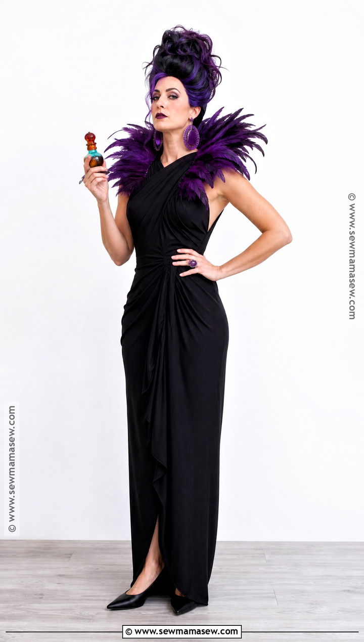 Yzma Costume With Purple Feather Collar - 30 purple hair costume ideas
