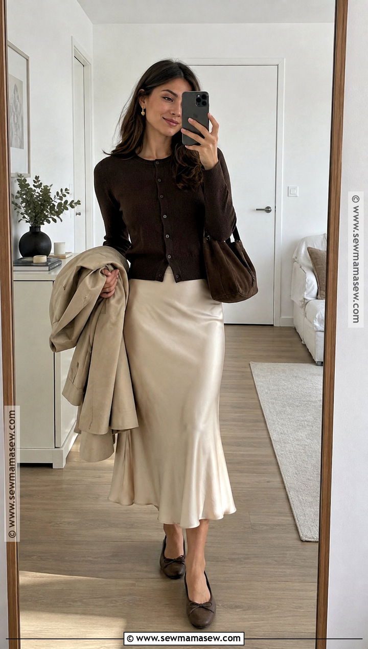 Zara Autumn Cardigan And Slip Skirt Outfit - 20 zara autumn outfit ideas