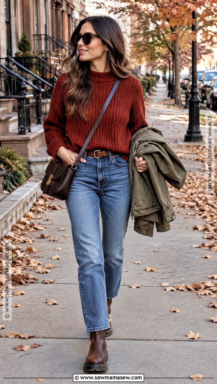 Zara Autumn Red Knit And Jeans Outfit - 20 zara autumn outfit ideas