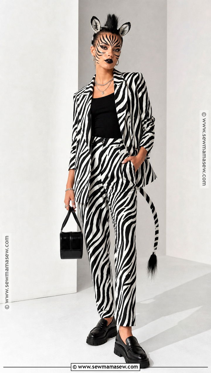 Zebra Costume With Striped Suit - 30 Animal Halloween Costumes for Women