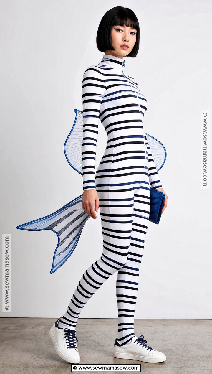 Zebrafish Costume With Black And White Stripes - 30 Fish Costume Ideas for Women