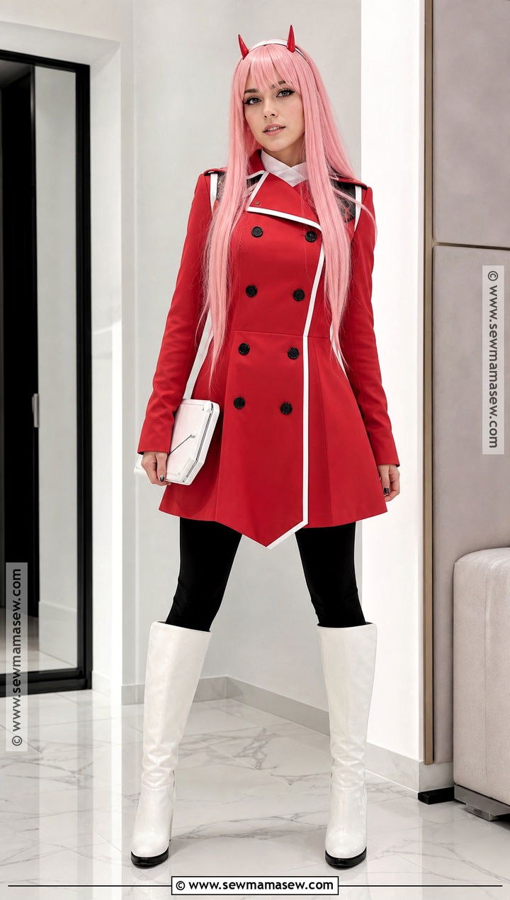 Zero Two Costume With Red Uniform - 35 pink hair halloween costume ideas