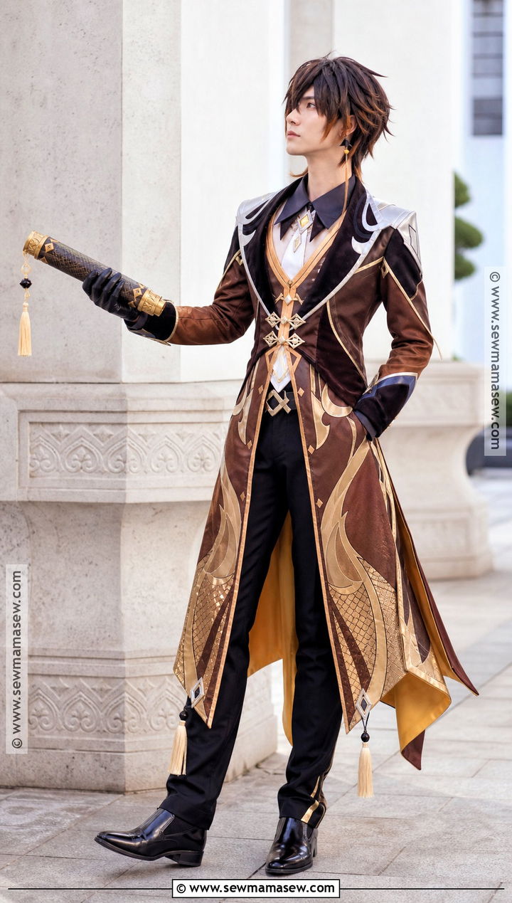 Zhongli Cosplay With Brown Tailcoat - 30 genshin cosplays