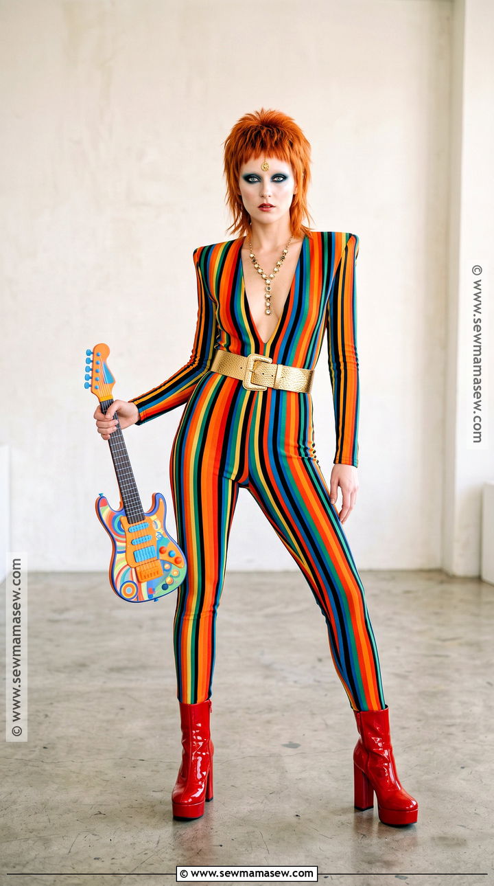 Ziggy Stardust Striped Jumpsuit Costume - 30 david bowie costume ideas for women