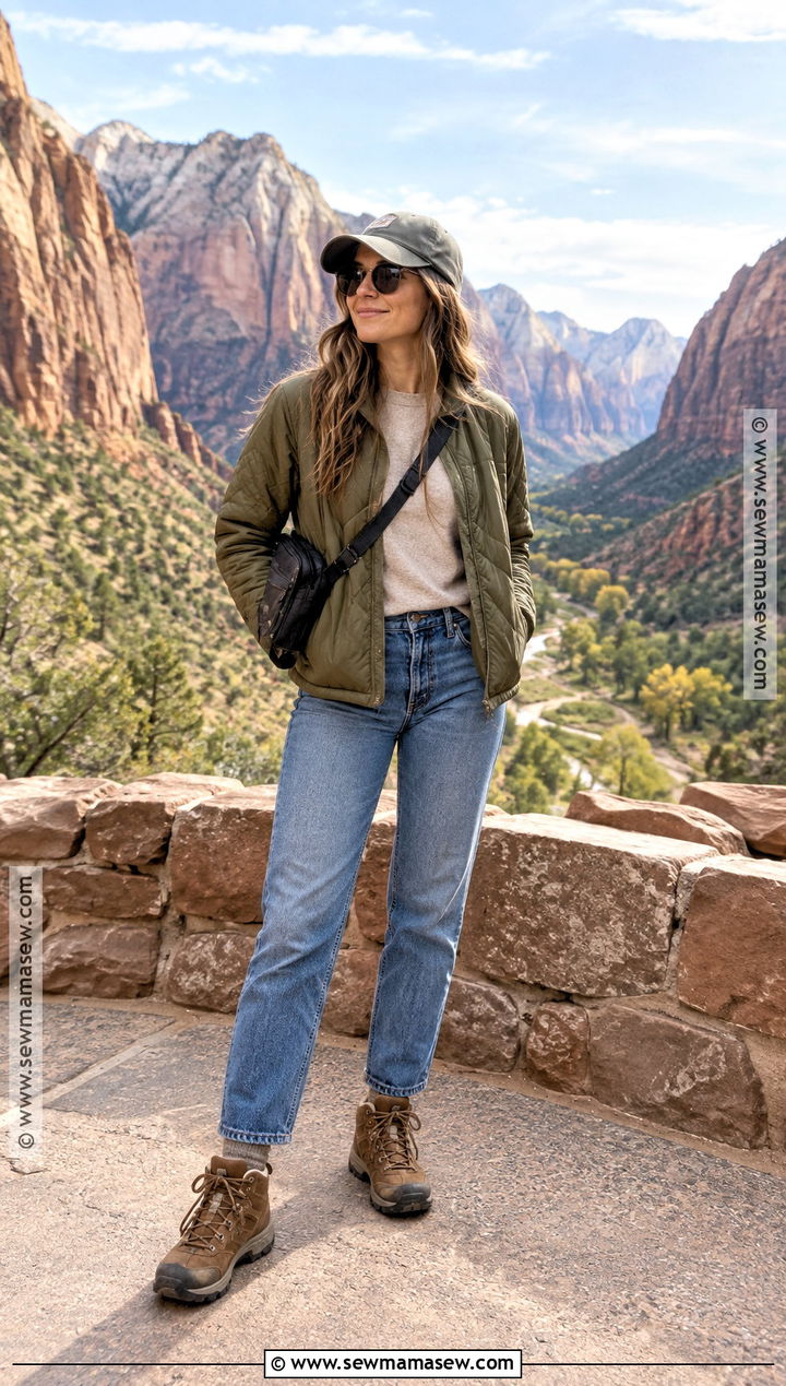 Zion Easy Trail Outfit With Jeans And Hiking Boots - 15 zion national park outfit fall ideas