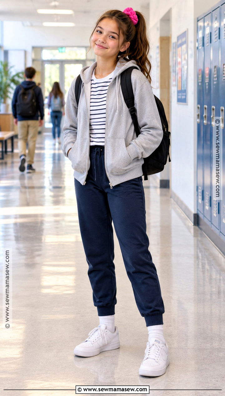 Zip Hoodie With Joggers And Low Top Sneakers - 15 back to school clothes middle school