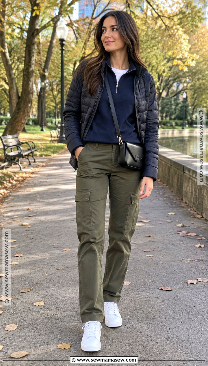 Zip Neck Sweater With Cargo Pants - 25 Fall Outfits Sweaters