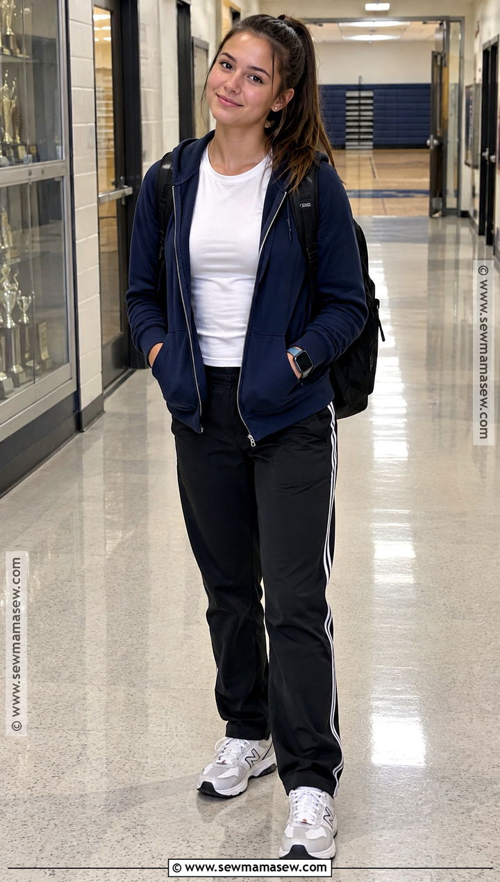 Zip Up Hoodie And Track Pants School Outfit - 15 Back To School Clothes High School
