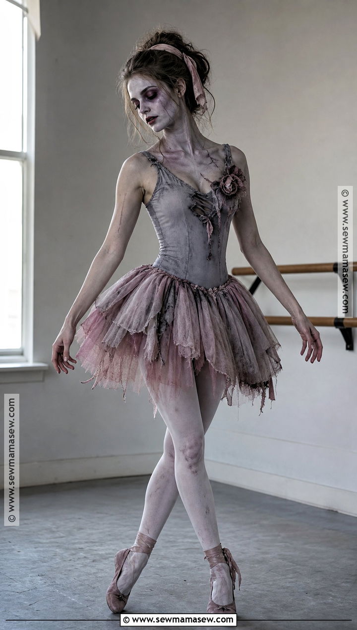 Zombie Ballerina Outfit With Gray Tutu - 30 Zombie Outfits