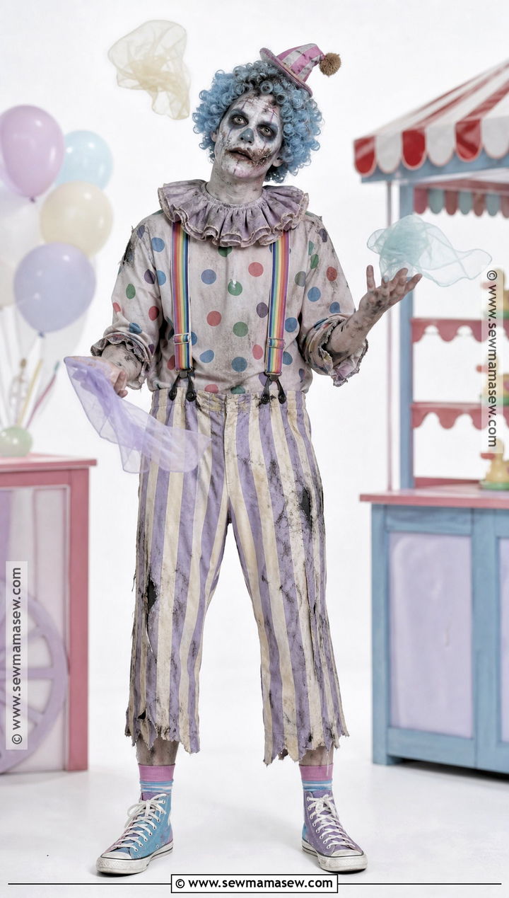 Zombie Clown Outfit With Colorful Suspenders - 30 Zombie Outfits