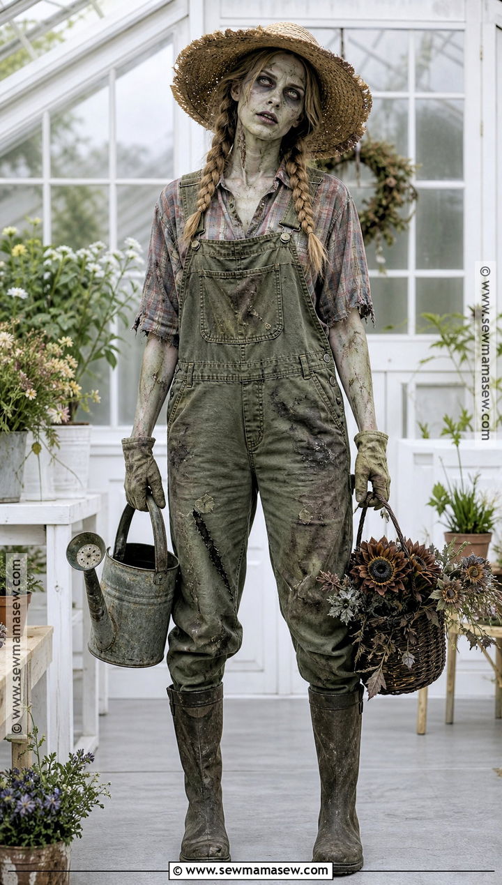 Zombie Gardener Outfit With Straw Hat - 30 Zombie Outfits