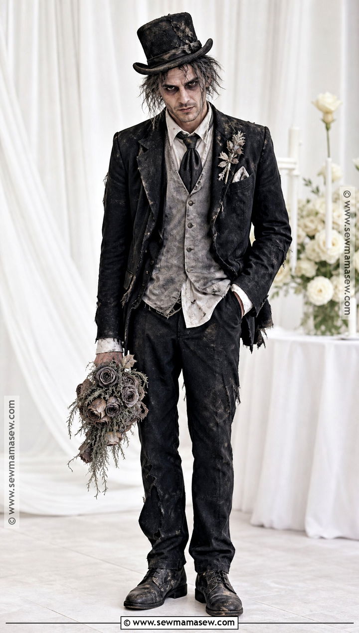 Zombie Groom Costume With Tattered Tuxedo - 40 halloween costumes for men