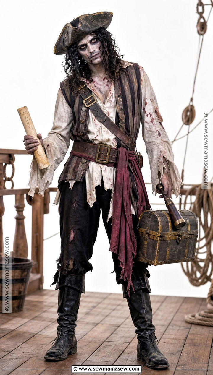 Zombie Pirate Costume With Treasure Map - 50 zombie costume ideas