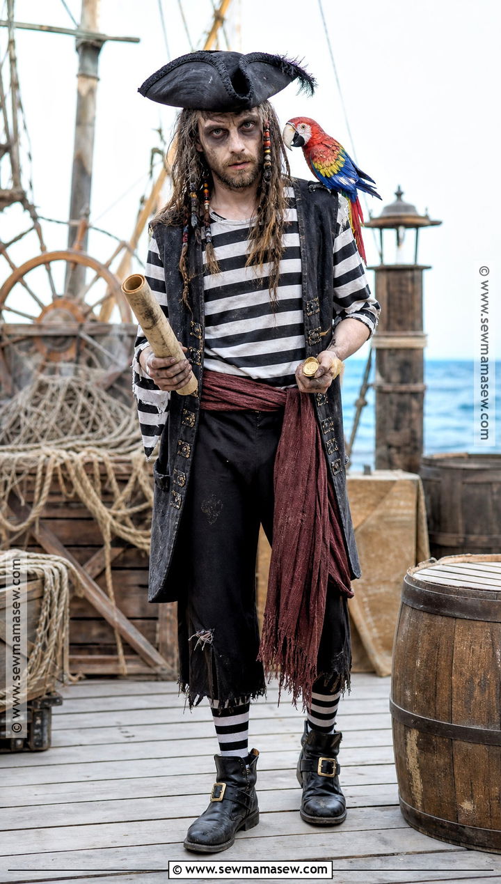 Zombie Pirate Outfit With Striped Shirt - 30 Zombie Outfits