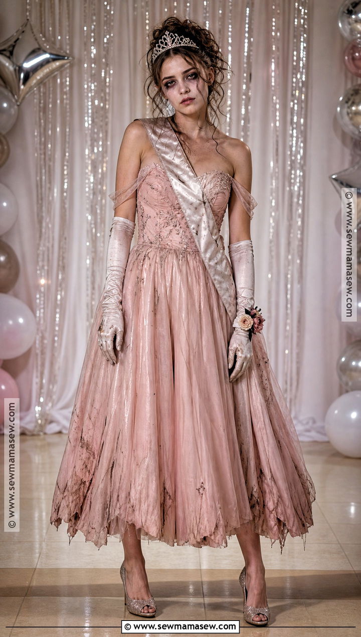 Zombie Prom Queen Outfit With Crown And Sash - 30 Zombie Outfits
