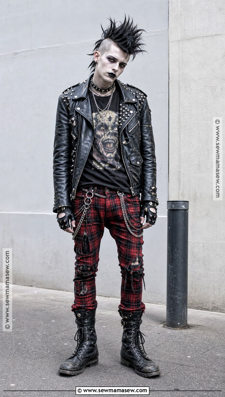 Zombie Punk Outfit With Plaid Pants - 30 Zombie Outfits