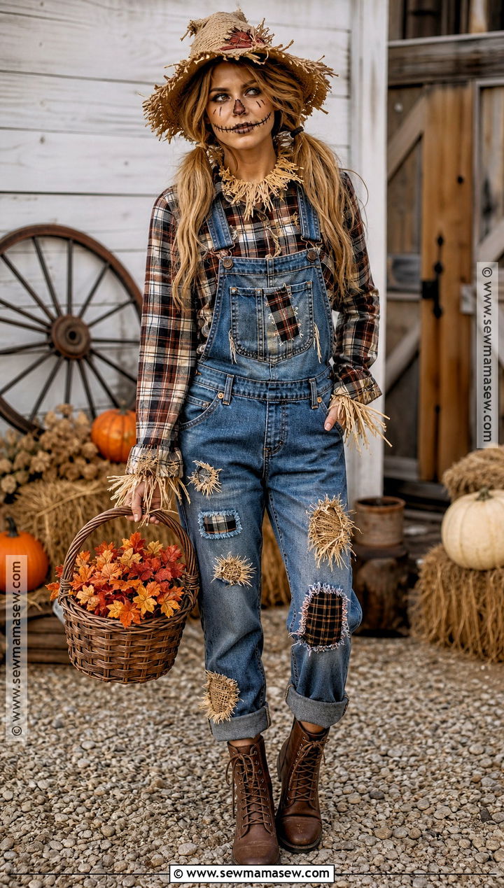 Zombie Scarecrow Outfit With Patchwork Overalls - 30 Zombie Outfits