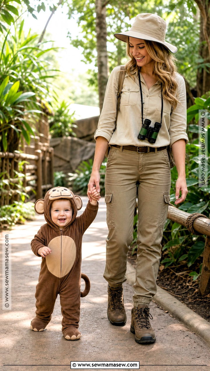 Zookeeper And Baby Monkey Costume - 35 mom and baby halloween costumes